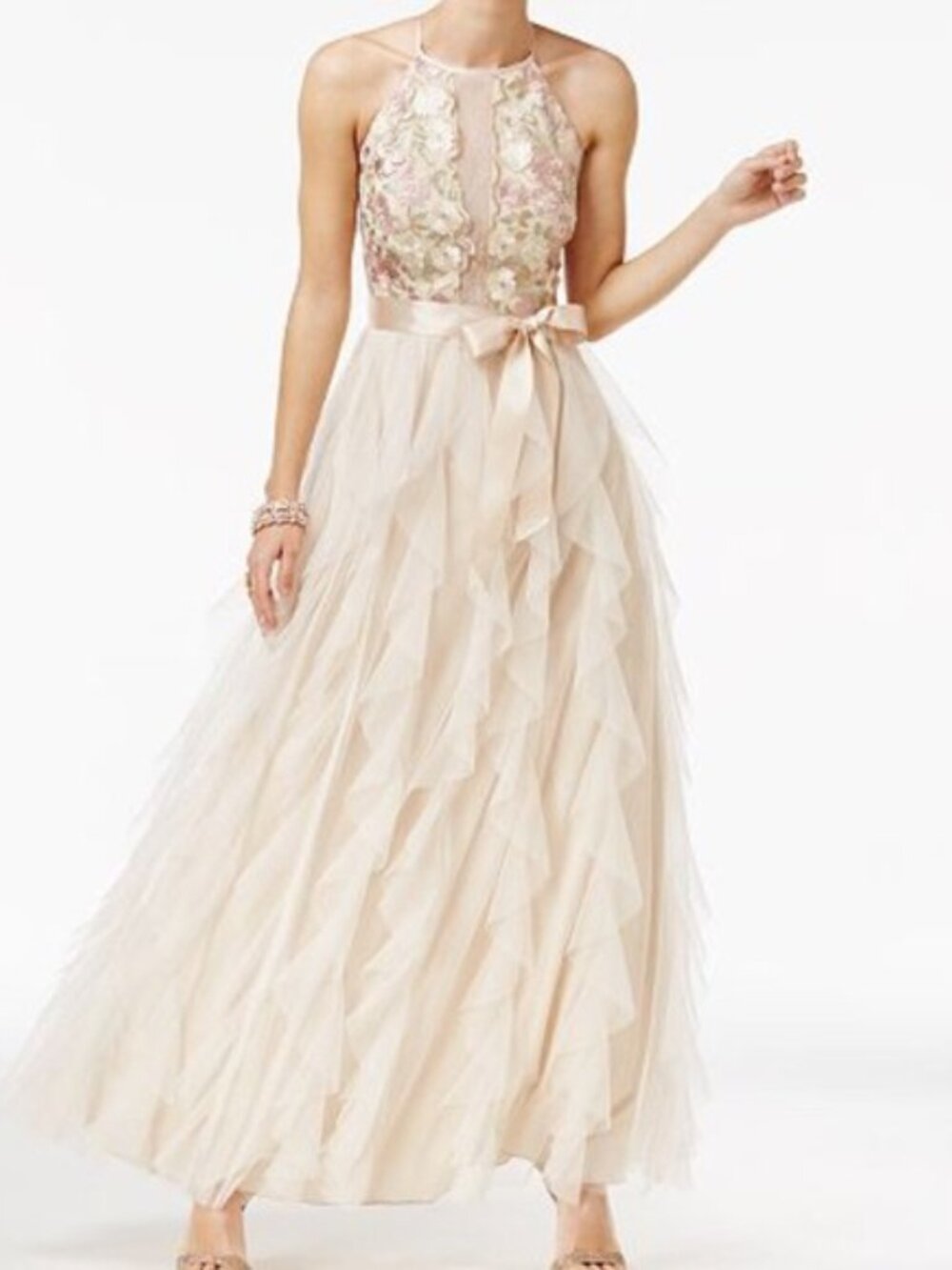 Nights by Teeze Me embroidered floral gown sz 13 (junior) = sz 8 (women)